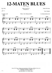 free sheetmusic for piano, keyboard, hammond - 12-bar blues straight beat