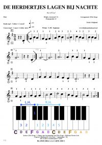 free sheetmusic for piano, keyboard, hammond - De herdertjes lagen bij nachte