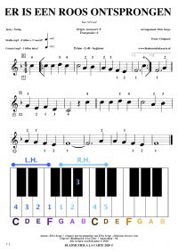free sheetmusic for piano, keyboard, hammond - Er is een roos ontsprongen